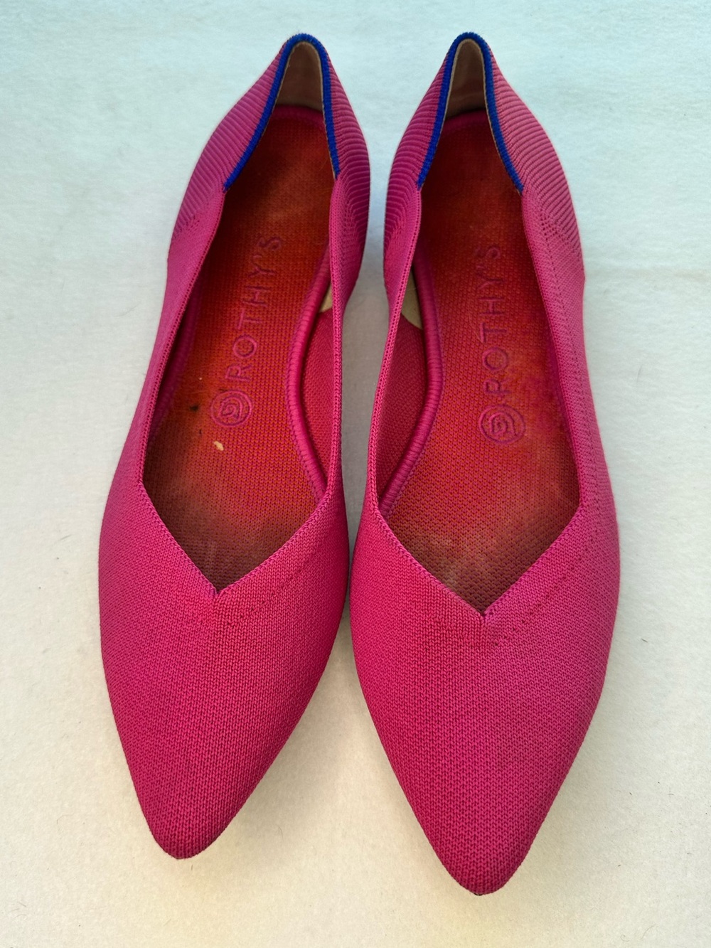 Rothy’s The Point Hot Pink Magenta Washable Knit Pointed Toe Flats